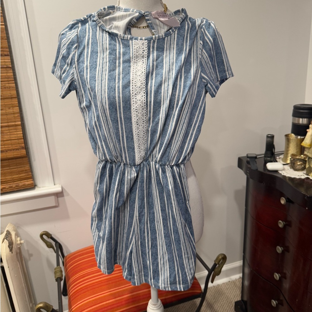 Striped Blue and White Dress - Picture 2 of 4